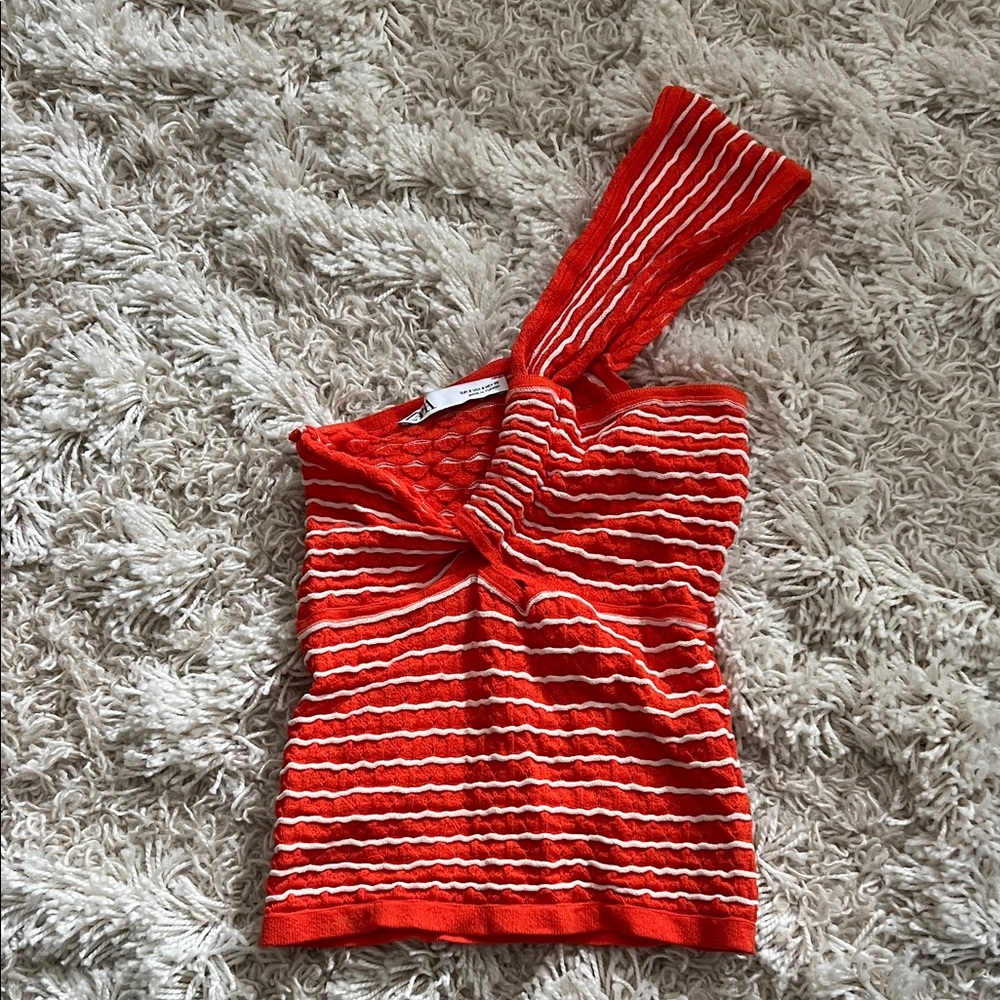 Zara Orange & White stripped knit top